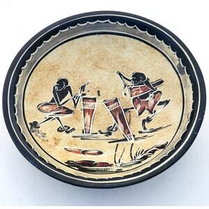 SOAPSTONE BOWL-Hand Painted-Made in Kenya-African Art-Trinket Dish-Display Dish